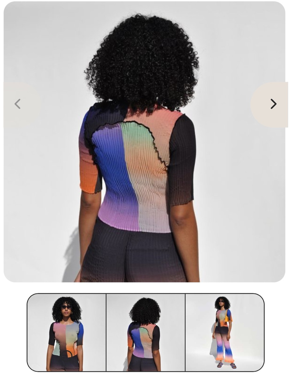 Ribbed Multicolor Ombre Top — Women's Black & Rainbow Panel